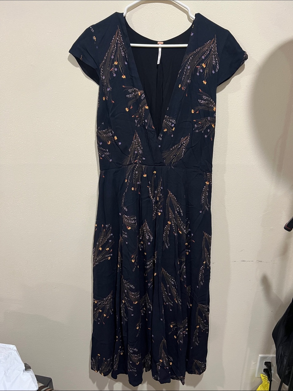 Free people Black Floral  Midi Dress - Women's Size 10